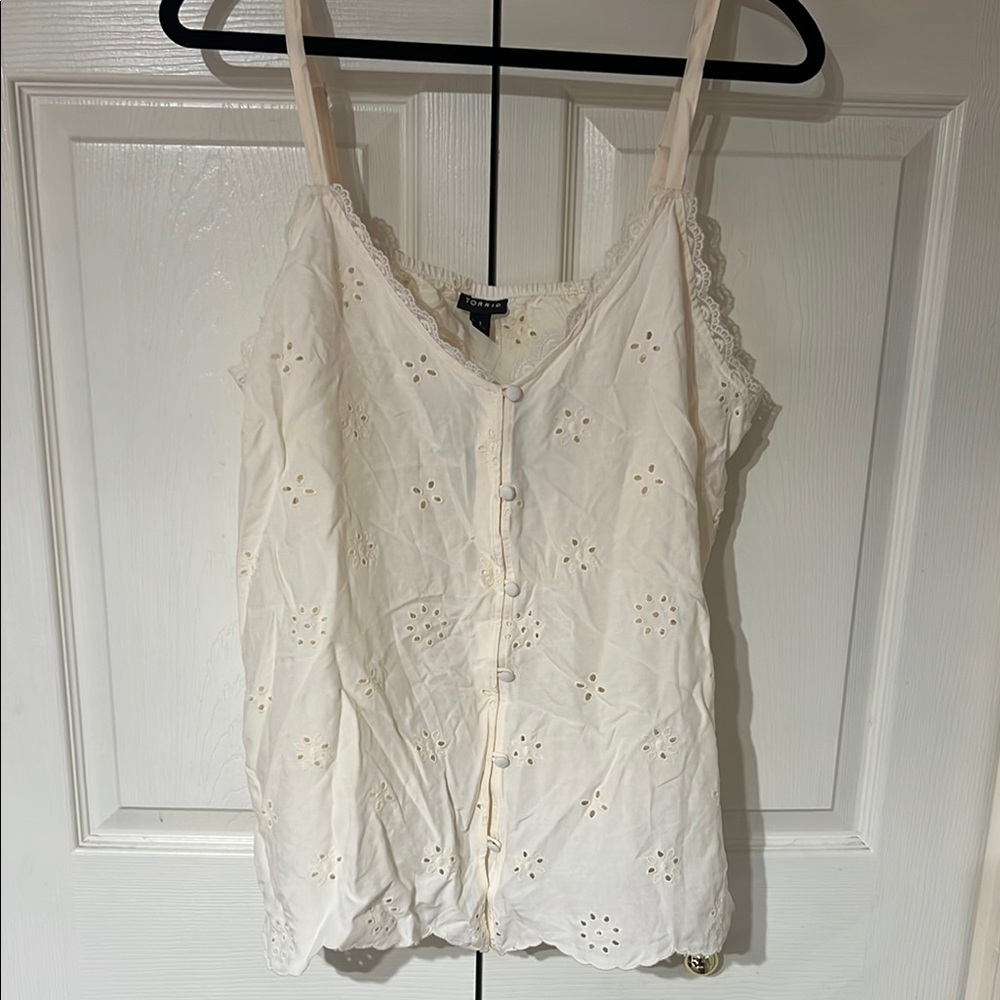 Torrid Cream Buttoned Camisole Top